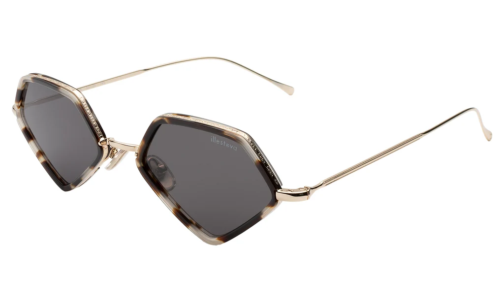 ILLESTEVA BEAK ACE 53 WHITE TORTOISE/GOLD W/ GREY FLAT LENSES