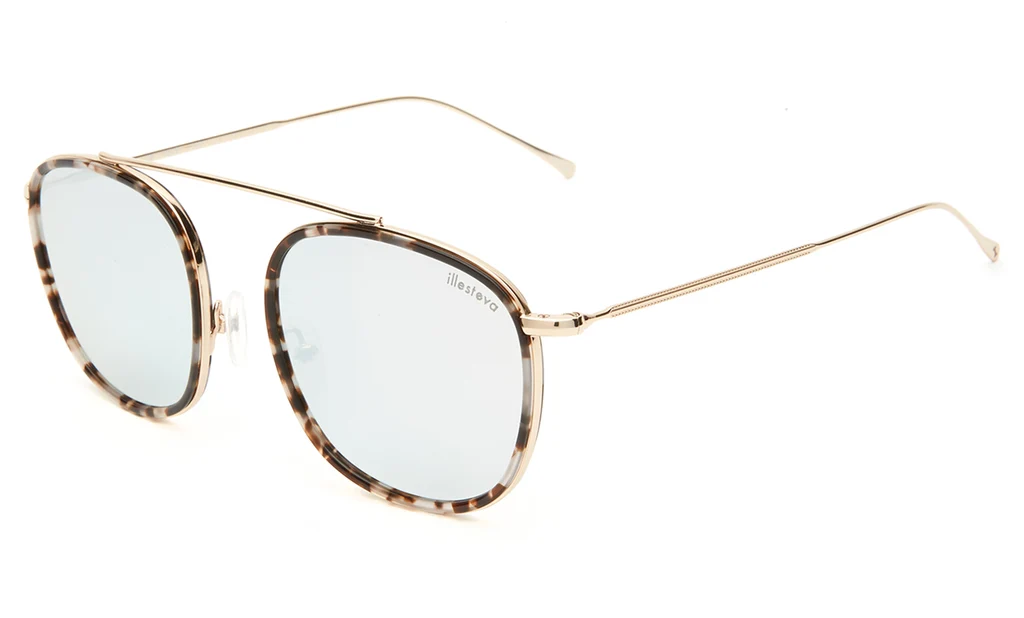 ILLESTEVA MYKONOS ACE WHITE TORTOISE / GOLD / SILVER FLAT MIRROR